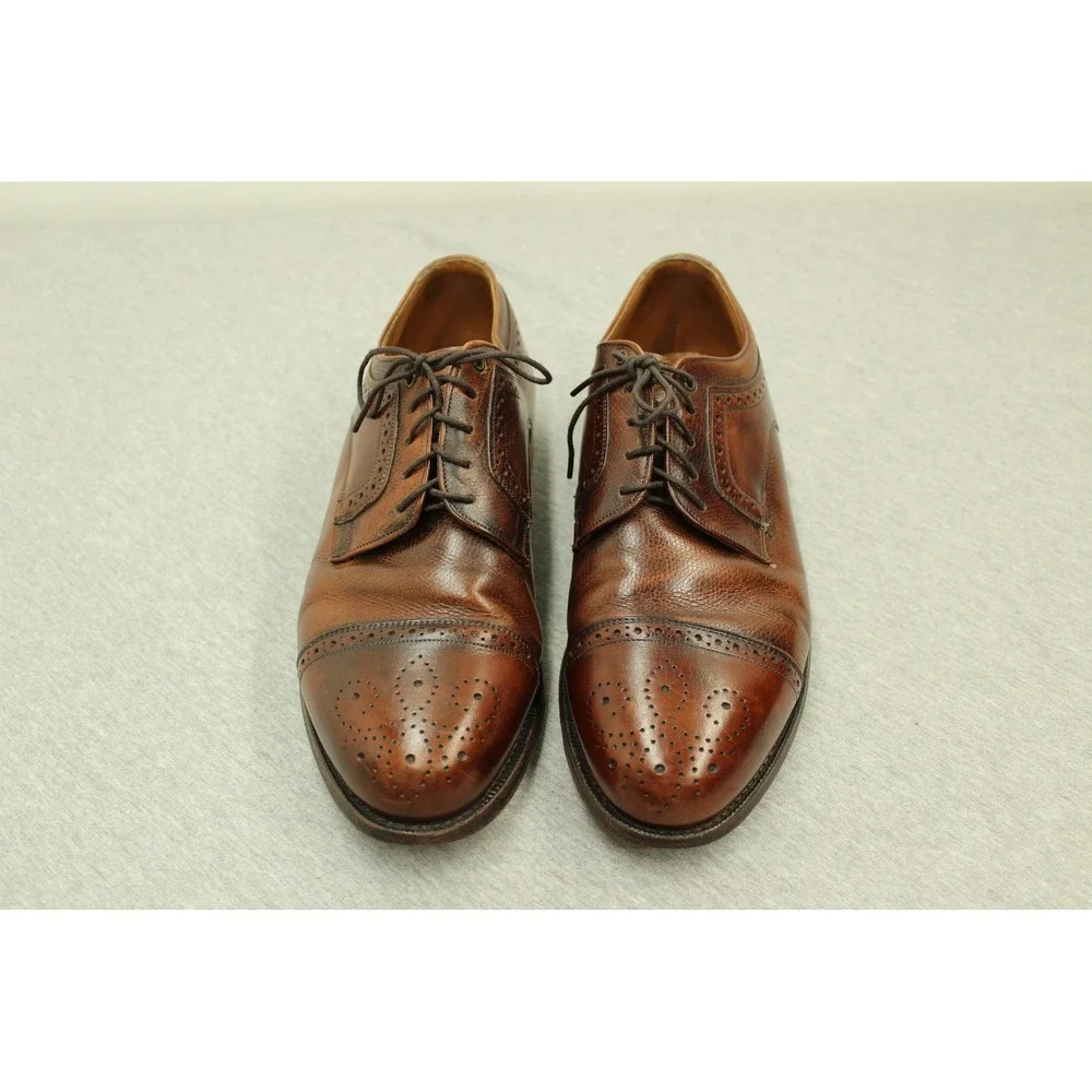 Johnston & Murphy Shoes Mens 8 Brown‎ Cap Toe Oxford Brogue Dress 24-8130